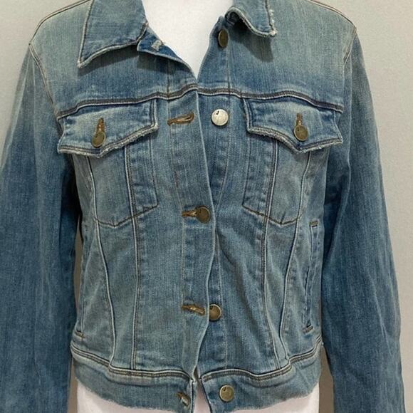 J Brand Harlow Jean Jacket size M Surface Blue Denim Whiskered - Picture 2 of 11